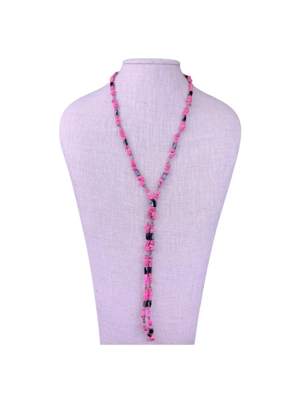 Pink Multistone Womens Convertible Necklace/Bracelet Magnetic Clasp  Handmade